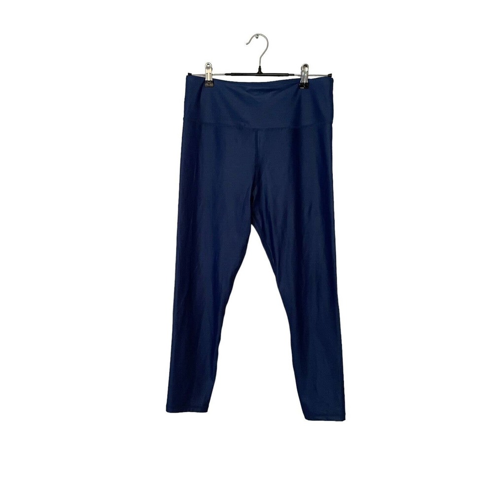 Zyia Active Women's Size 12 High Waist Leggings Dark Blue Shiny Sheen Stretch
